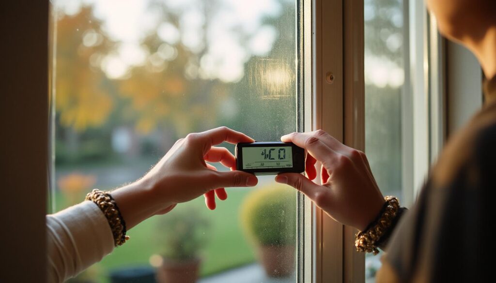 Prendre les mesures d'une fenêtre de salon avec un mètre ruban