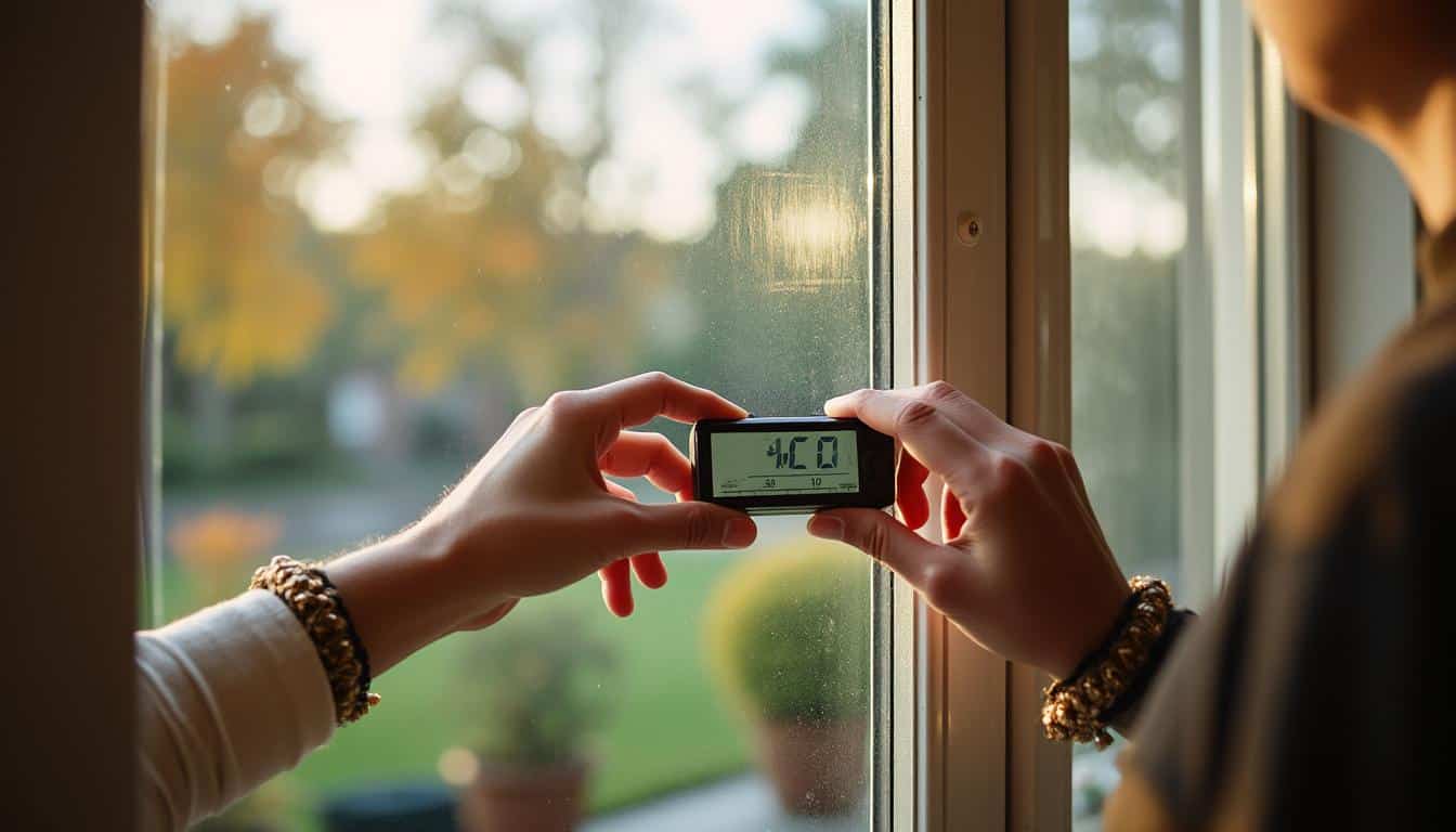 Prendre les mesures d'une fenêtre de salon avec un mètre ruban