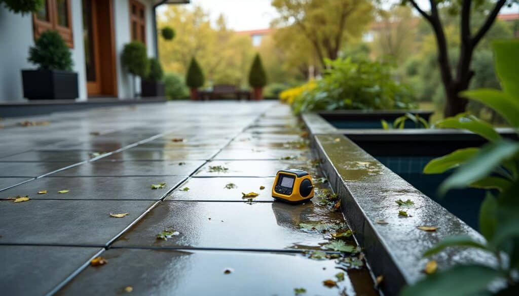 Écoulement trop lent de l’eau sur une terrasse : comment améliorer la pente ?