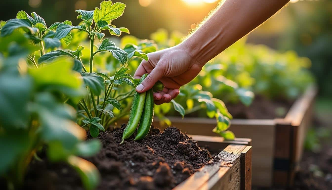 Utilisation des tuteurs dans le potager pour soutenir les légumes grimpants