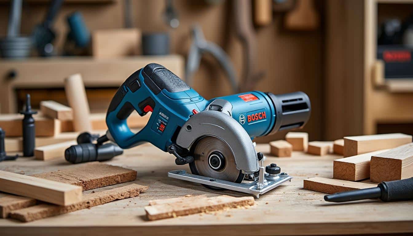 Illustration: Les caractéristiques techniques essentielles de la Bosch mini scie circulaire