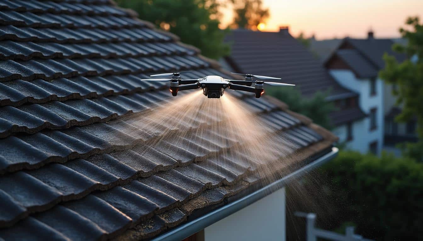 Illustration: Comment fonctionne un drone pour le nettoyage de toiture ?